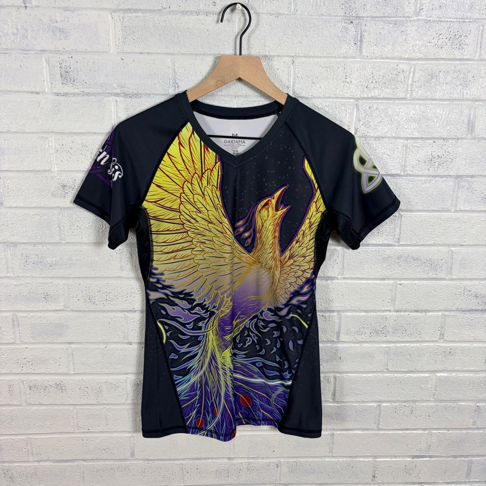 Gaidama Phoenix Rash Guard Womens M Black Girls in Gis BJJ Compression